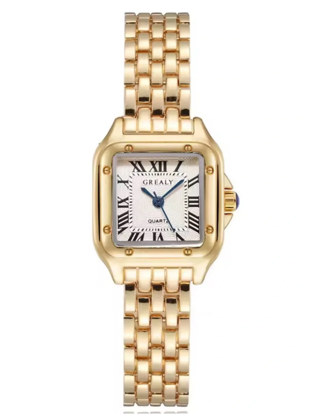 GrealY Gold-Tone Square Bracelet Watch with Roman Dial